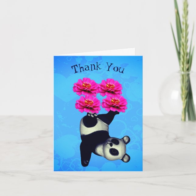 Panda Juggling Zinnias Blume Danke Karte (Vorderseite)
