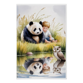 PANDA, JUNGE UND EULE POSTER