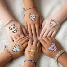 Panda, Kätzchen, Welpe, Häschen und Koala Tiere Ki