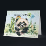 Panda Kid Happy Birthday Karte<br><div class="desc">Der niedlichste Panda-Bär,  der mit einem Ballon einen Geburtstag feiert. Das ist die große Version 8 1/2 x 11 Zoll</div>