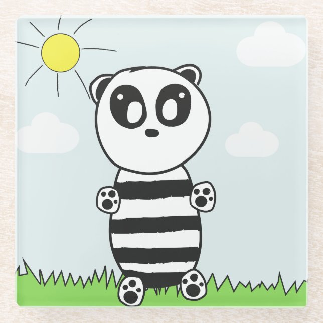 Panda Kids Glasuntersetzer (Vorderseite)
