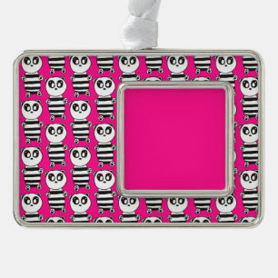 Panda Kids Rahmen-Ornament Silber