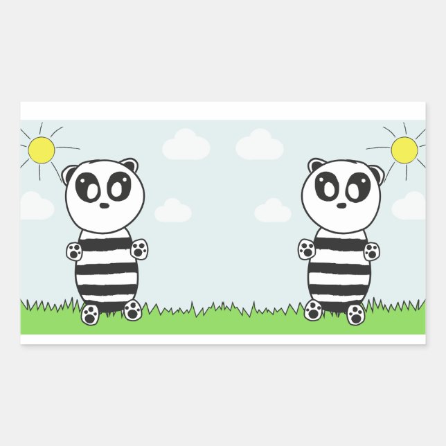 Panda Kids Rechteckiger Aufkleber (Vorderseite)