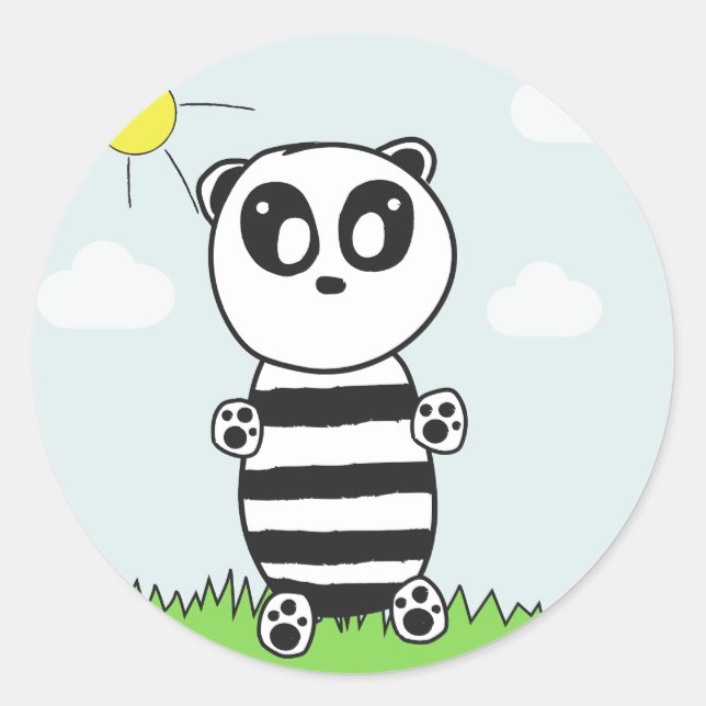 Panda Kids Runder Aufkleber (Vorderseite)