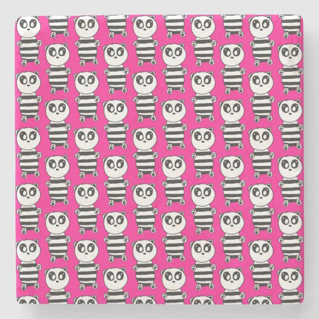 Panda Kids Steinuntersetzer (Vorderseite)