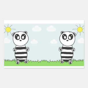 Panda Kinder Rechteckiger Aufkleber