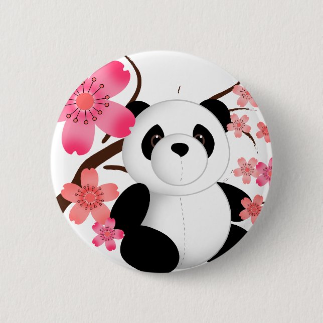 Panda-Kirschblüten Button (Vorderseite)