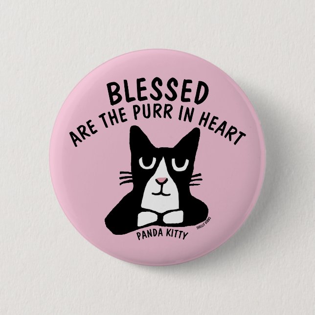 Panda Kitty Cat Knöpfe, BLESSED SIND IM HERZEN Button (Vorderseite)