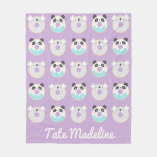 Panda Koala Kawaii Donut Muster Personalisiert Fleecedecke