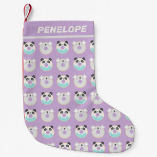 Panda Koala Kawaii Donut Pattern Personalisiert Kleiner Weihnachtsstrumpf