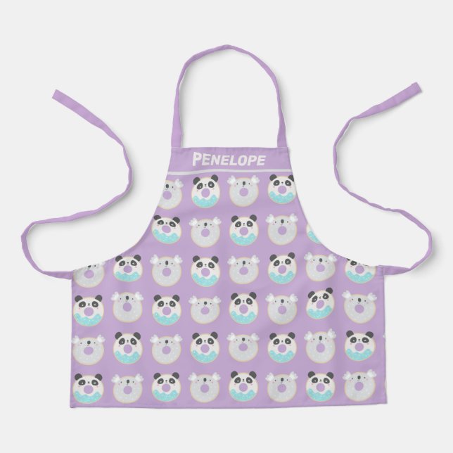 Panda Koala Kawaii Donut Pattern Personalisiert Schürze (Vorderseite)