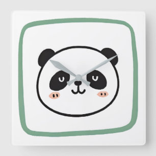 Panda-Kopf minimalist grafisches Symbol Quadratische Wanduhr