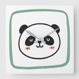 Panda-Kopf minimalist grafisches Symbol Quadratische Wanduhr