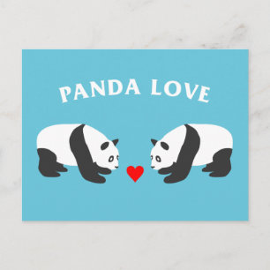 Panda Liebe (blau) Postkarte