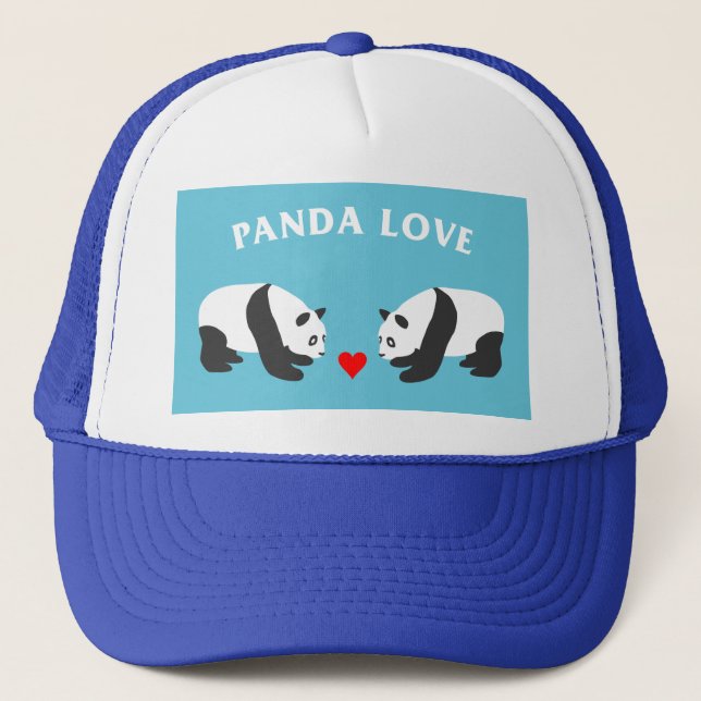 Panda Liebe (blau) Truckerkappe (Vorderseite)