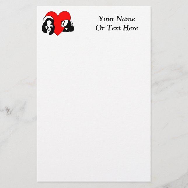 Panda-Liebe Briefpapier (Vorderseite)