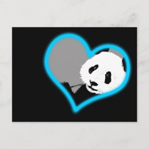 Panda Liebe. Neonlicht. Postkarte