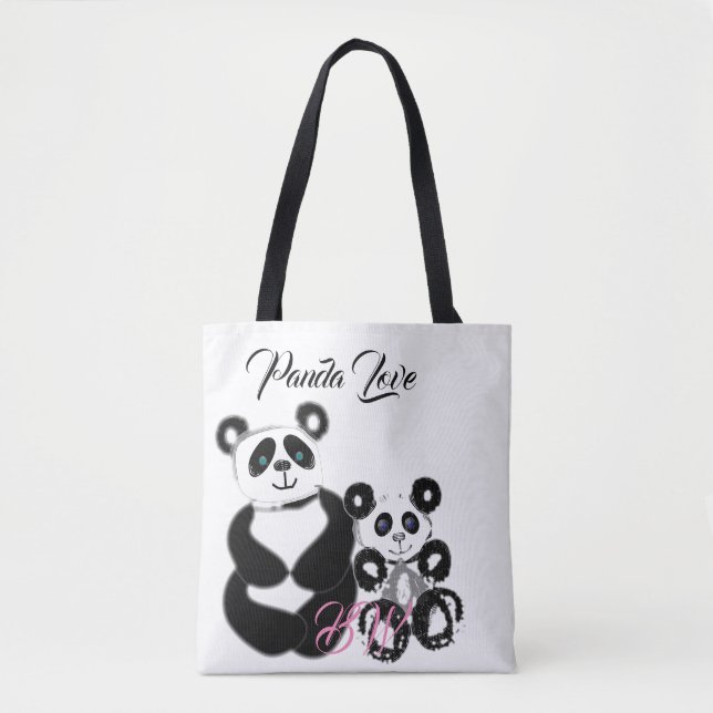 Panda-Liebe personalisiert Tasche (Vorderseite)