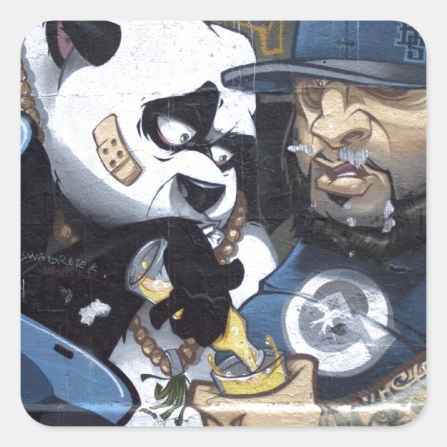 Panda-Liebe Quadratischer Aufkleber (Vorderseite)