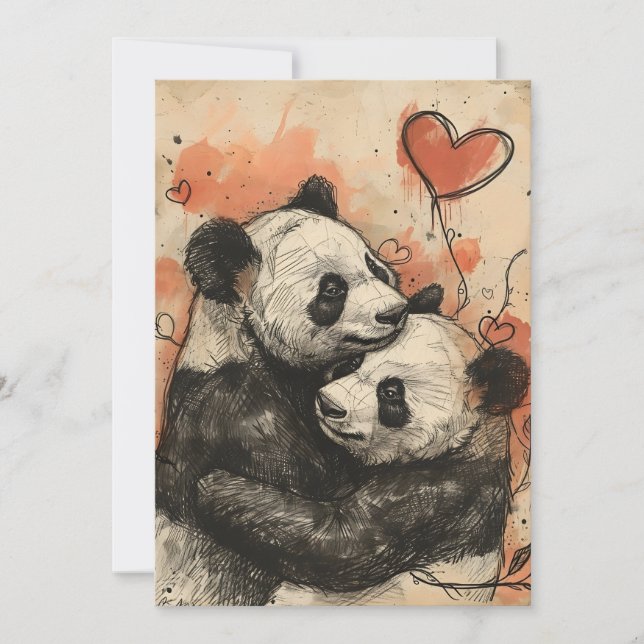 Panda Liebe Valentine Feiertagskarte (Vorderseite)