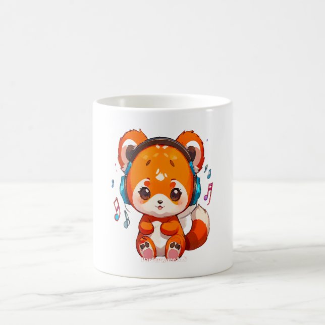 Panda Listening to Kpop Music Kaffeetasse (Mittel)