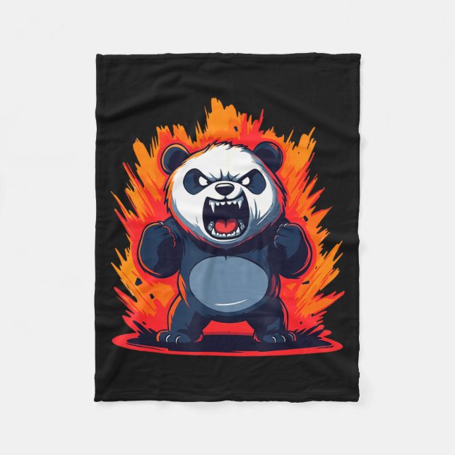 Panda Looking Angry Graphic Funny Panda Kawaii  Fleecedecke (Vorderseite)