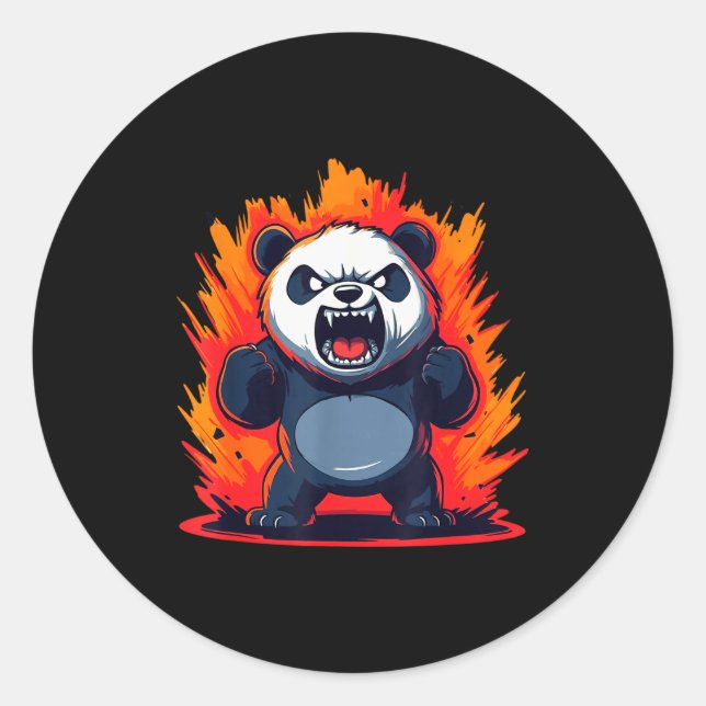 Panda Looking Angry Graphic Funny Panda Kawaii  Runder Aufkleber (Vorderseite)