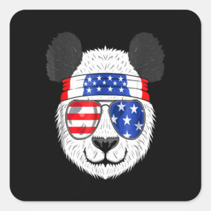 Panda Lover American Panda trägt Brille Quadratischer Aufkleber