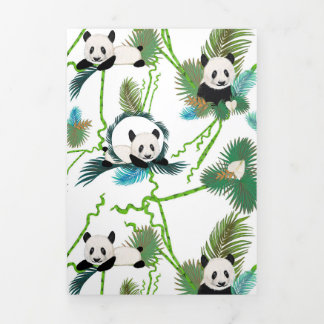 Panda Lover Bamboo und Panda Dreifach Gefaltete Urlaubskarte