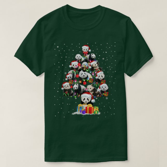 Panda Lover Xmas Panda Santa Hat Christmas Tree Li T-Shirt (Design vorne)