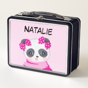 Panda-Mädchen Rosa Metall-Lunchbox Metall Brotdose