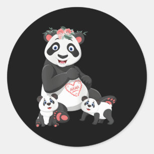Panda Mama Bear Two Cubs Liebe Runder Aufkleber