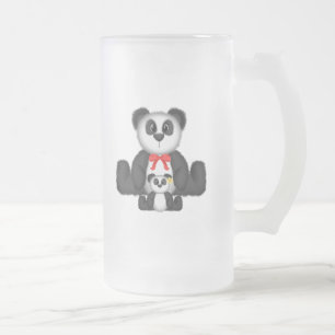 Panda Mama und Baby Mattglas Bierglas