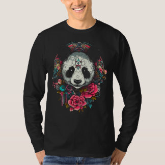 Panda Mandala Blume Animal Rose Motif Panda T-Shirt