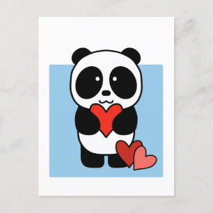 Panda mignonne avec coeur - Carte postale 1000Pand