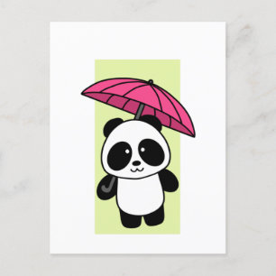 Panda mignonne avec parapluie - Carte postale 1000