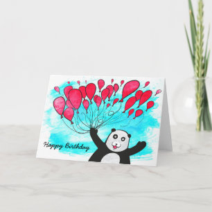 Panda mit Ballons Geburtstagskarte Karte