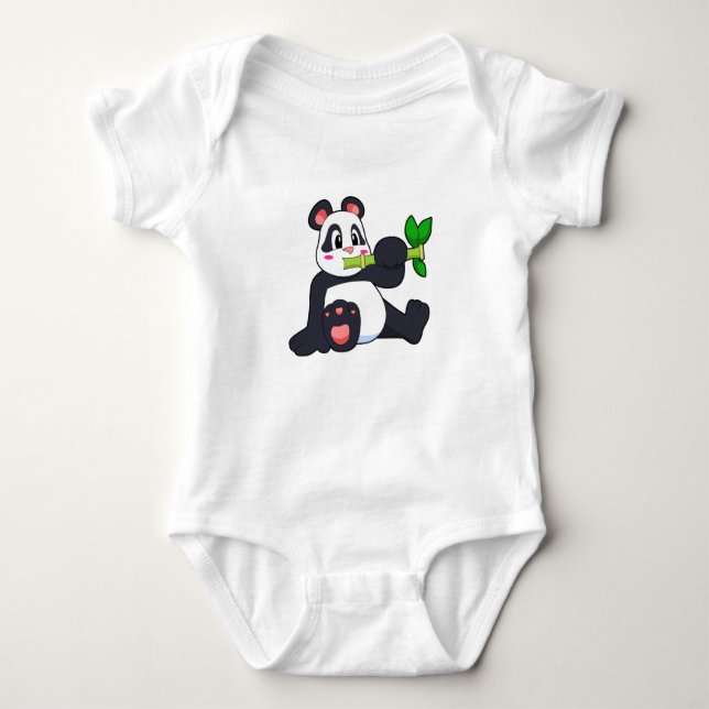 Panda mit Bamboo Baby Strampler (Vorderseite)
