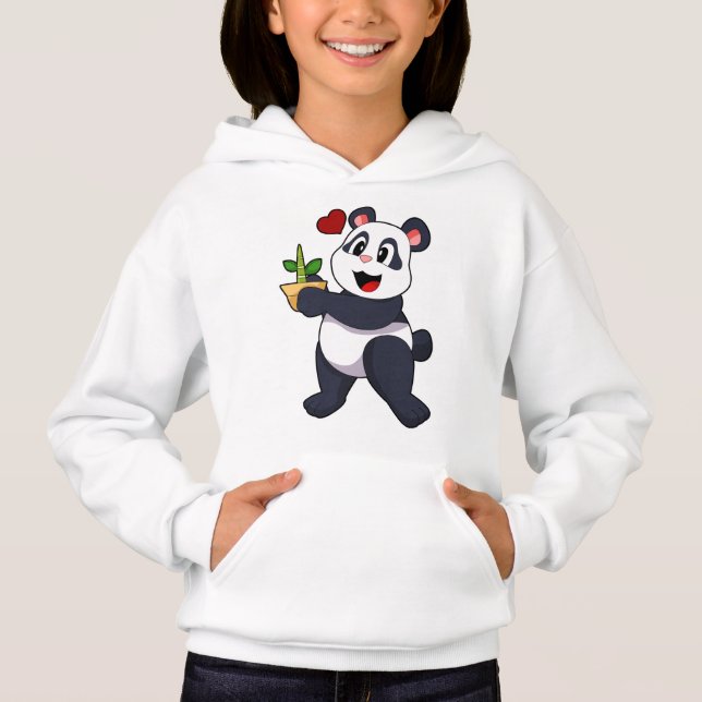 Panda mit Bamboo-Blume Hoodie (Vorderseite)