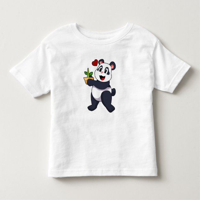Panda mit Bamboo-Blume Kleinkind T-shirt (Vorderseite)