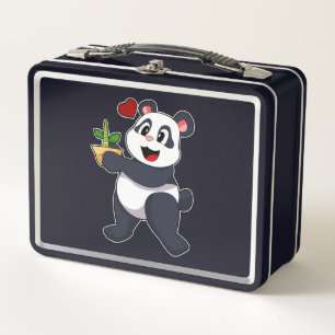 Panda mit Bamboo-Blume Metall Brotdose