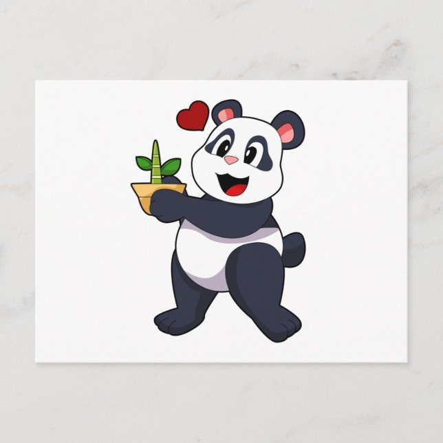 Panda mit Bamboo-Blume Postkarte (Vorderseite)