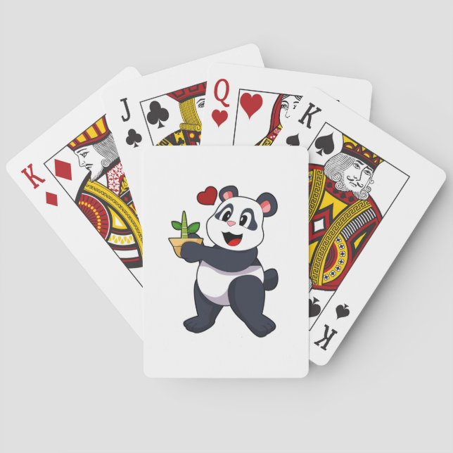 Panda mit Bamboo-Blume Spielkarten (Rückseite)