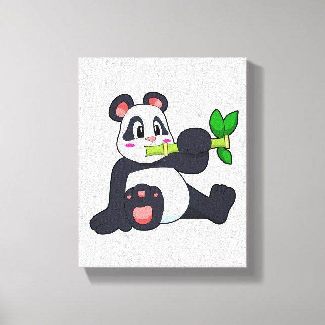 Panda mit Bamboo Leinwanddruck (Vorderseite)
