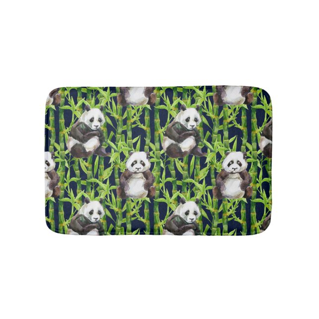 Panda mit BambusAquarell-Muster Badematte (Vorderseite)