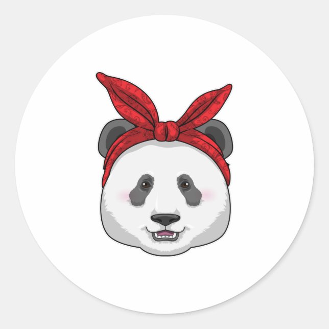 Panda mit Bandana Runder Aufkleber (Vorderseite)