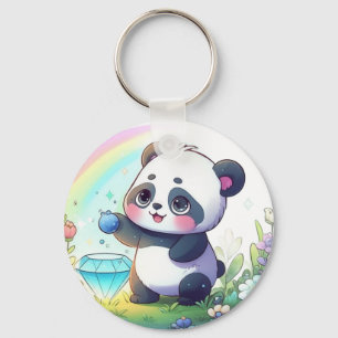Panda mit Berries Plush Toy Schlüsselanhänger