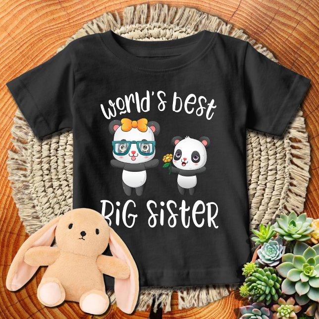 Panda mit Bow + Blume | Die beste große Schwester  Baby T-shirt (Von Creator hochgeladen)