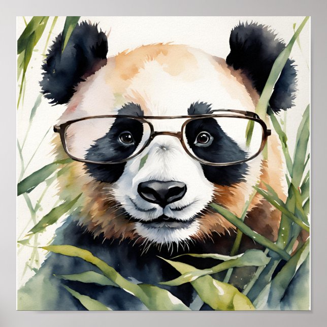 Panda mit Brille Poster (Vorne)
