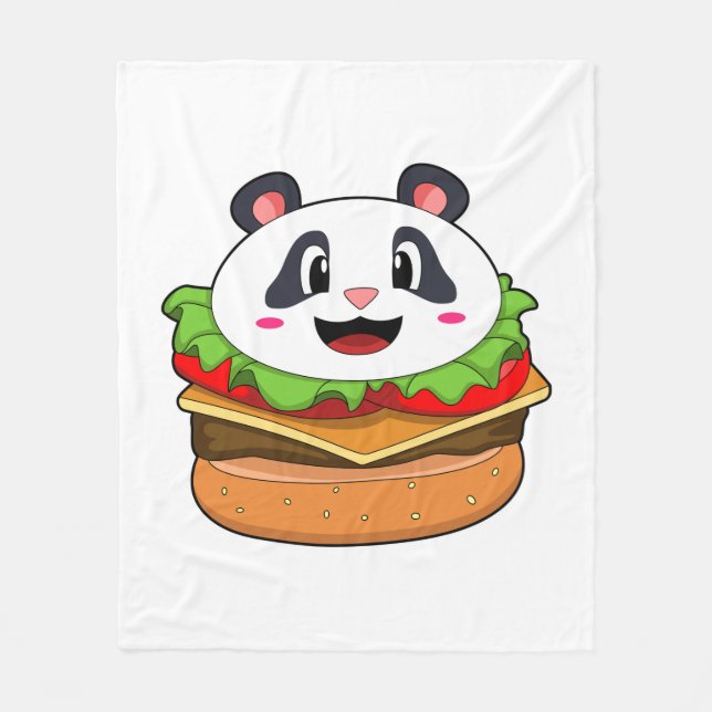 Panda mit Burger Fleecedecke (Vorderseite)